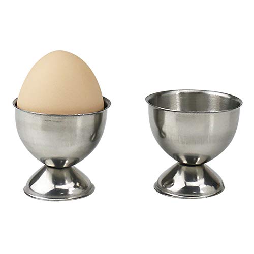 2Pcs Stainless Steel Egg Cups Egg Holders Egg Tray Kitchen Gadgets Tools for Hard Boiled Eggs Silver