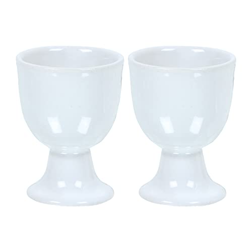 Soft Boiled Egg Holder  Ceramic Egg Cup Set  Ceramic Egg Holder Pottery Housewarming Gift set of 2 (White)