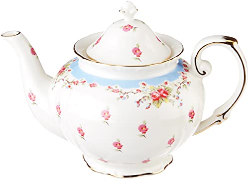 Gracie China Vintage Blue Rose Porcelain 5Cup Teapot